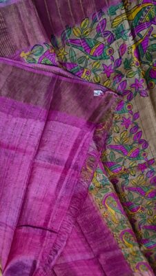 Pure Tussar Silk Sarees With Contrast Blouse (19)