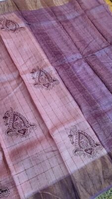 Pure Tussar Silk Sarees With Contrast Blouse (20)