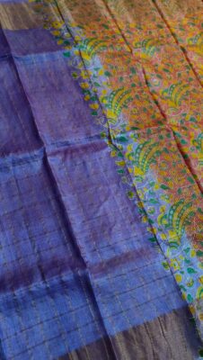 Pure Tussar Silk Sarees With Contrast Blouse (21)