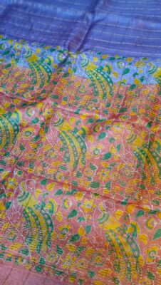 Pure Tussar Silk Sarees With Contrast Blouse (23)