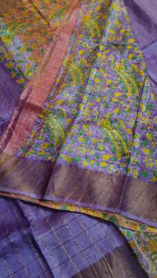 Pure Tussar Silk Sarees With Contrast Blouse (24)