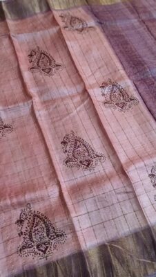 Pure Tussar Silk Sarees With Contrast Blouse (26)