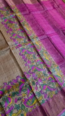 Pure Tussar Silk Sarees With Contrast Blouse (27)