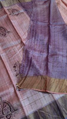 Pure Tussar Silk Sarees With Contrast Blouse (28)