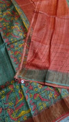 Pure Tussar Silk Sarees With Contrast Blouse (30)