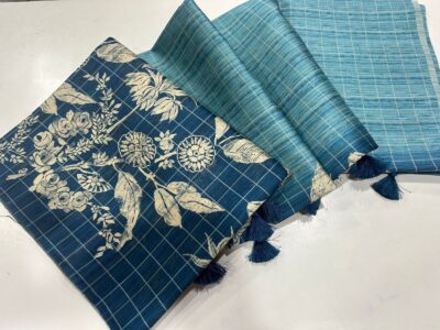 Shaded Jute Tussar Sarees With Smart Prints (10)