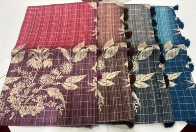 Shaded Jute Tussar Sarees With Smart Prints (11)