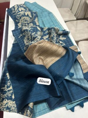Shaded Jute Tussar Sarees With Smart Prints (12)