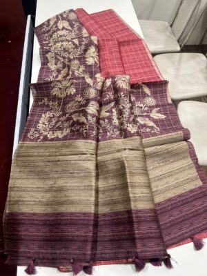 Shaded Jute Tussar Sarees With Smart Prints (14)
