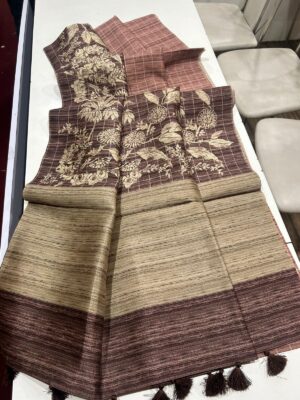 Shaded Jute Tussar Sarees With Smart Prints (16)