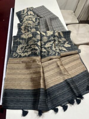 Shaded Jute Tussar Sarees With Smart Prints (2)