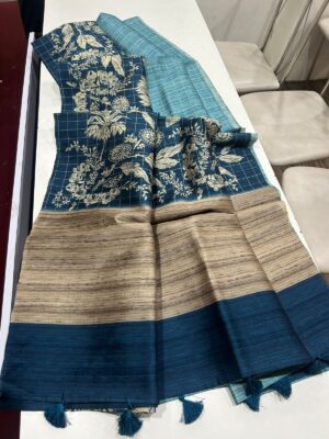 Shaded Jute Tussar Sarees With Smart Prints (4)