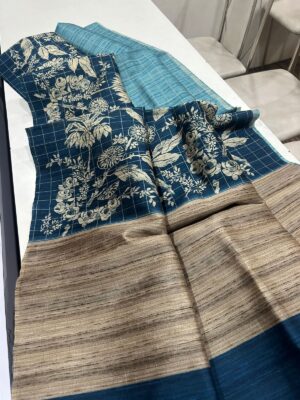 Shaded Jute Tussar Sarees With Smart Prints (6)