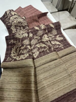 Shaded Jute Tussar Sarees With Smart Prints (9)