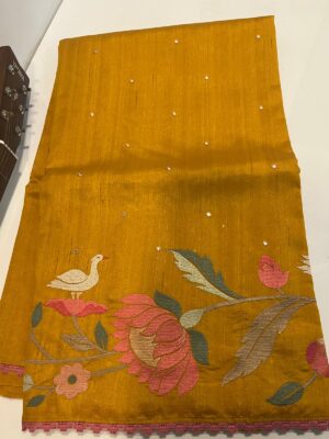 Vibrant Tussar Silk Embroidary Sarees (13)