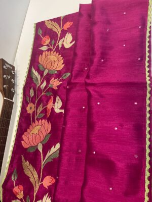 Vibrant Tussar Silk Embroidary Sarees (19)