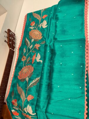 Vibrant Tussar Silk Embroidary Sarees (26)