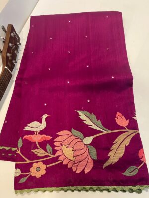 Vibrant Tussar Silk Embroidary Sarees (29)