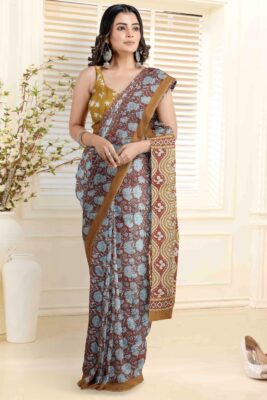 Pure Mulmul Cotton Sarees With Blouse (1)