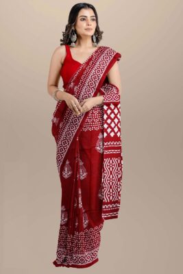 Pure Mulmul Cotton Sarees With Blouse (28)