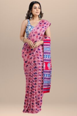 Pure Mulmul Cotton Sarees With Blouse (35)