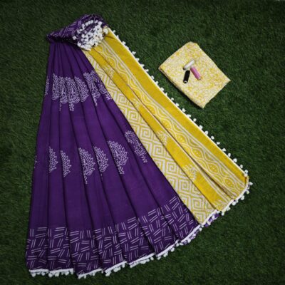 Pure Mul Mul Cotton Sarees With Blouse (45)