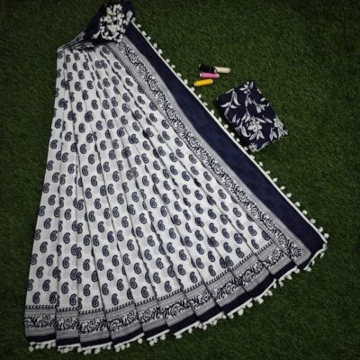 Pure Mul Mul Cotton Sarees With Blouse (56)