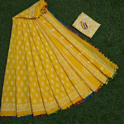 Pure Mul Mul Cotton Sarees With Blouse (57)