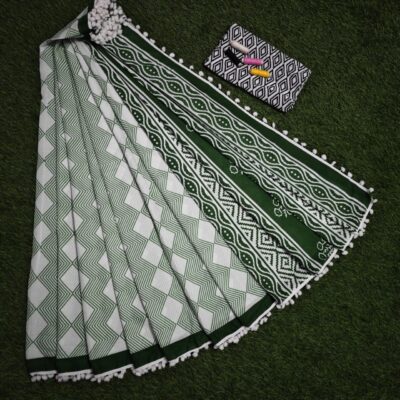 Pure Mul Mul Cotton Sarees With Blouse (61)