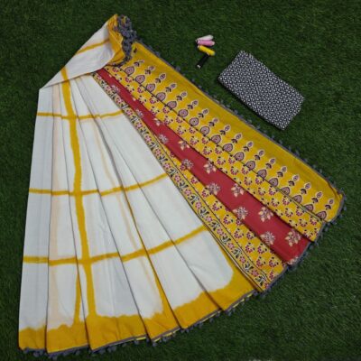 Pure Mul Mul Cotton Sarees With Blouse (65)