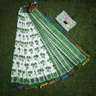 Pure Mul Mul Cotton Sarees With Blouse (71)