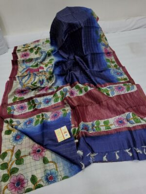 Pure Handloom Kalamkari Designs Tussar Silk Sarees (10)