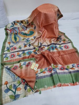 Pure Handloom Kalamkari Designs Tussar Silk Sarees (13)