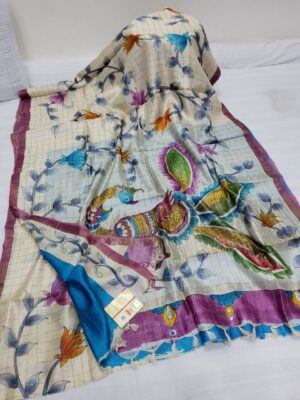 Pure Handloom Kalamkari Designs Tussar Silk Sarees (17)