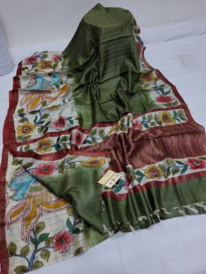 Pure Handloom Kalamkari Designs Tussar Silk Sarees (18)