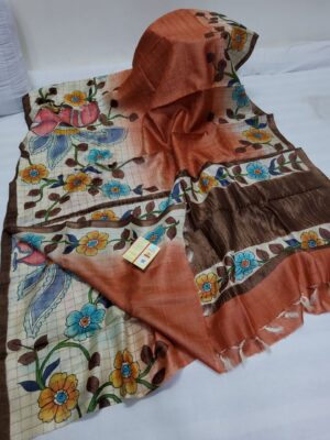 Pure Handloom Kalamkari Designs Tussar Silk Sarees (21)