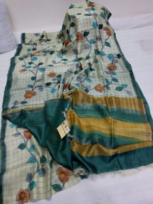 Pure Handloom Kalamkari Designs Tussar Silk Sarees (5)