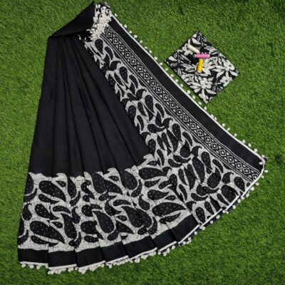 Pure Mulmul Cotton Sarees With Blouse(29)