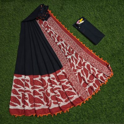 Pure Mulmul Cotton Sarees With Blouse(34)