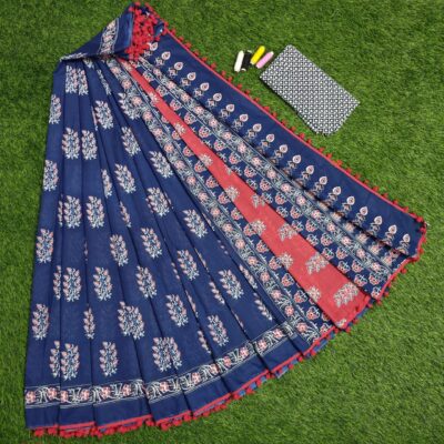 Pure Mulmul Cotton Sarees With Blouse(35)