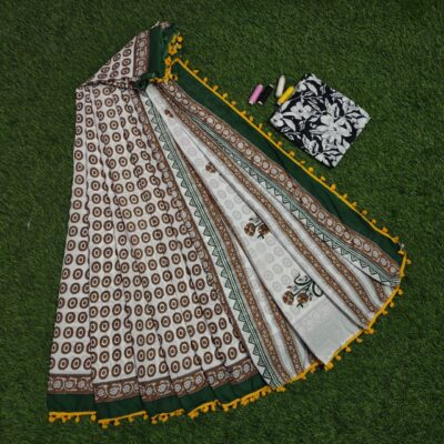 Pure Mulmul Cotton Sarees With Blouse(38)