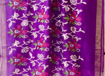 Pure Silk Linen Embroidary Sarees (13)