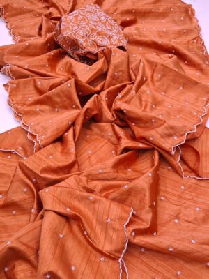Semi Tussar Silk Scallaped Sarees (8)