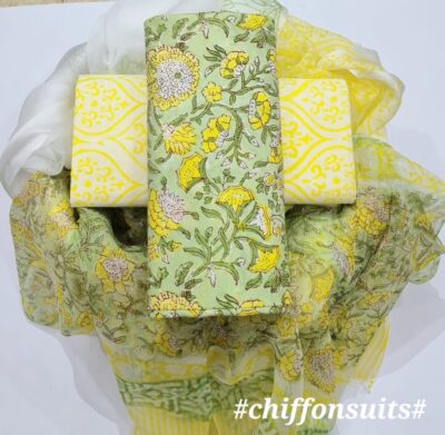 Latest Coton Dress Materials With Chiffon Dupatta (19)