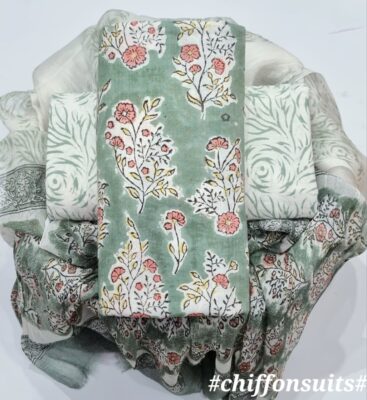 Latest Coton Dress Materials With Chiffon Dupatta (3)