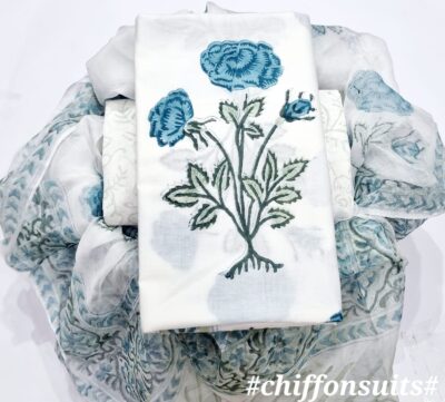 Latest Coton Dress Materials With Chiffon Dupatta (31)