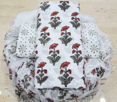 Latest Coton Dress Materials With Chiffon Dupatta (4)