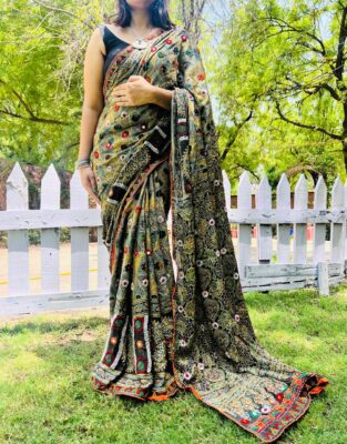 Classic Natural Ajrakh Modal Silk Sarees (10)