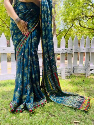 Classic Natural Ajrakh Modal Silk Sarees (11)