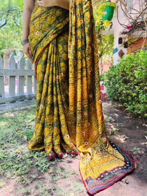 Classic Natural Ajrakh Modal Silk Sarees (12)